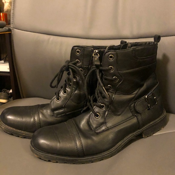 Men Leather dress boots w/zipper & buckle - Picture 1 of 9